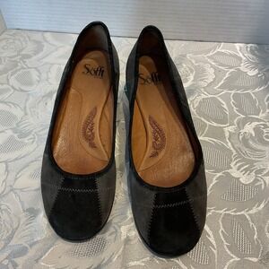 Söfft Ballet Flats Womens 8M Grey Good Patchwork Suede Round Toe Slip On